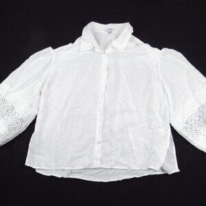 Fate Cold Shoulder Linen Top Women's Size M White Button Down